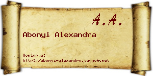 Abonyi Alexandra névjegykártya